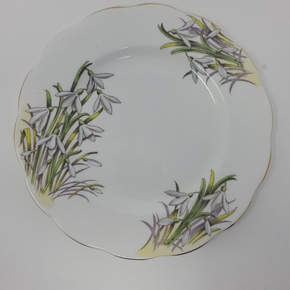 Vintage Royal Albert Snowdrop Plate Flowers of Month No. 1 of 12 England 8.5" - Picture 1 of 5